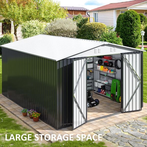 VIWAT 12 ft. W x 10 ft. D Outdoor Metal Shed Storage with Updated