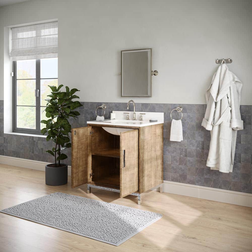Westin 30" Lustrous Walnut Freestanding Bathroom Vanity with Quartz Top