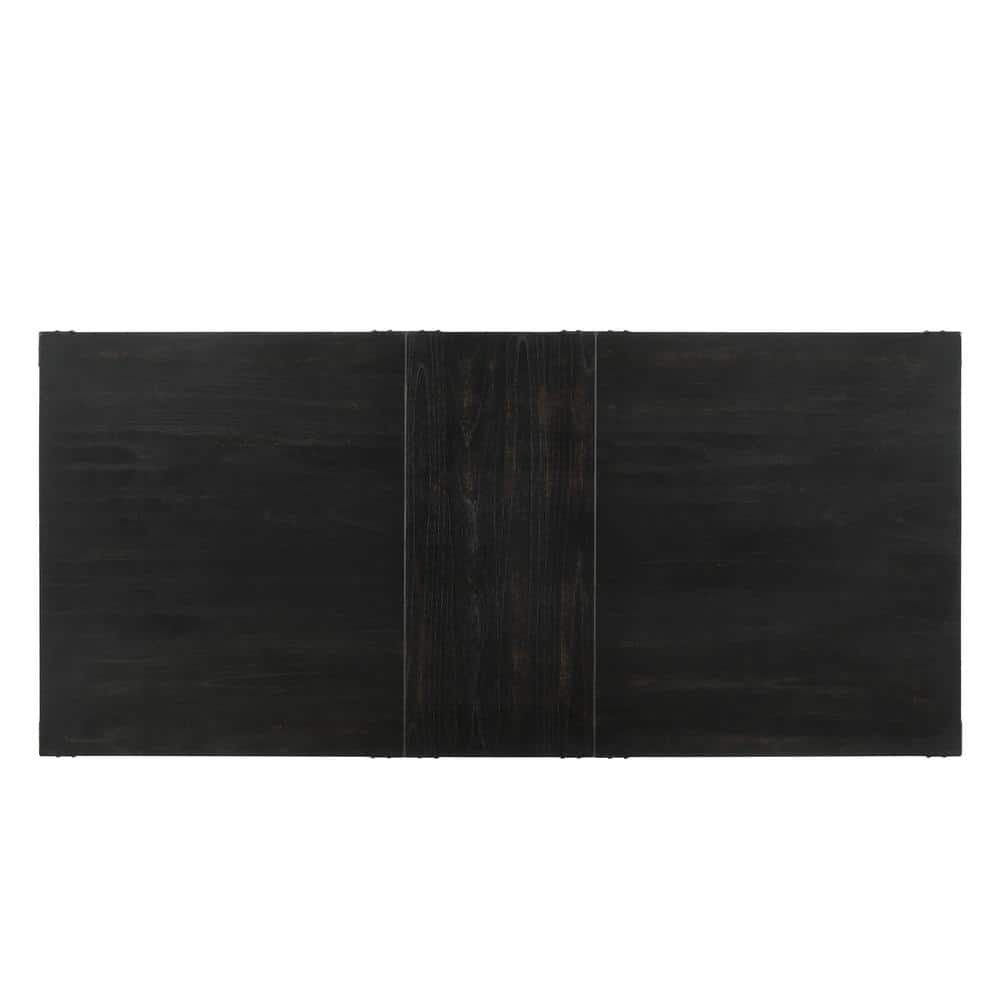 Vintage Black Reclaimed Wood Rectangular Dining Table, 88"
