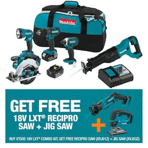 18V LXT Lithium-Ion Cordless Combo Kit (5-Tool) and 18V LXT Variable Speed Jigsaw with bonus 18V LXT Compact Recipro Saw