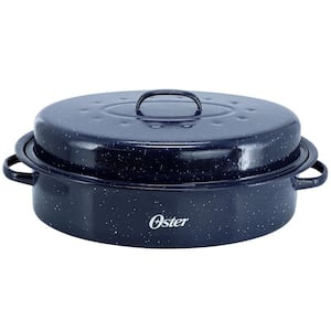 Castillo 11 qt. 17.7 x 13.8 in. Enamel on Steel Roaster Pan with Lid in Navy Blue