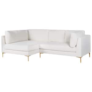 Chandler 97 in. W Square Arm 2-piece L-Shaped Boucle Fabric Modern Left Facing Corner Sectional Sofa in White