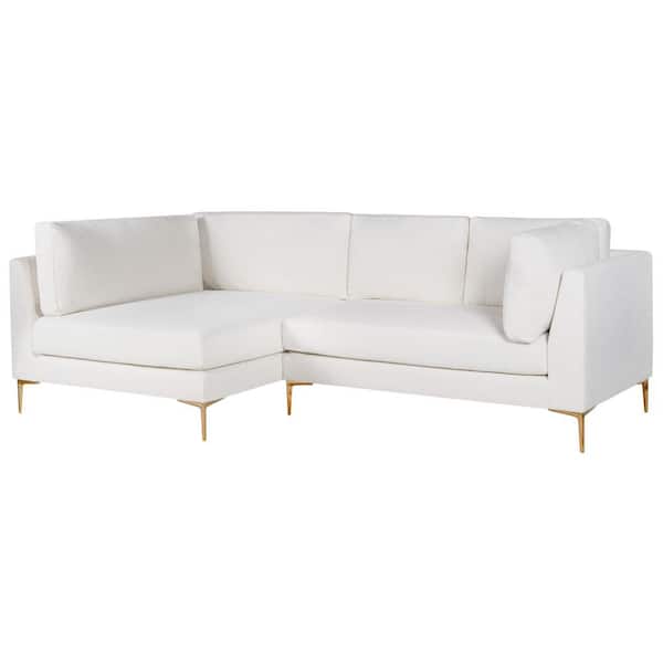Ashcroft Furniture Co Chandler 97 in. W Square Arm 2-piece L-Shaped Boucle Fabric Modern Left Facing Corner Sectional Sofa in White