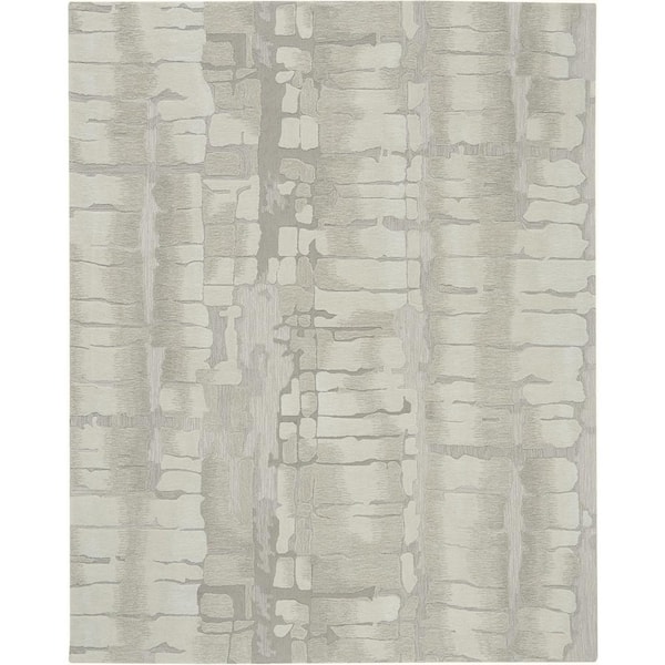 Nourison Symmetry Ivory/Beige 8 ft. x 10 ft. Distressed Contemporary Area Rug