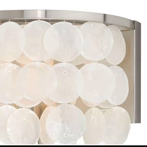 Elsa 20.75 in. W 3 Light Satin Nickel Capiz Shell Coastal Bathroom Vanity Light Fixture