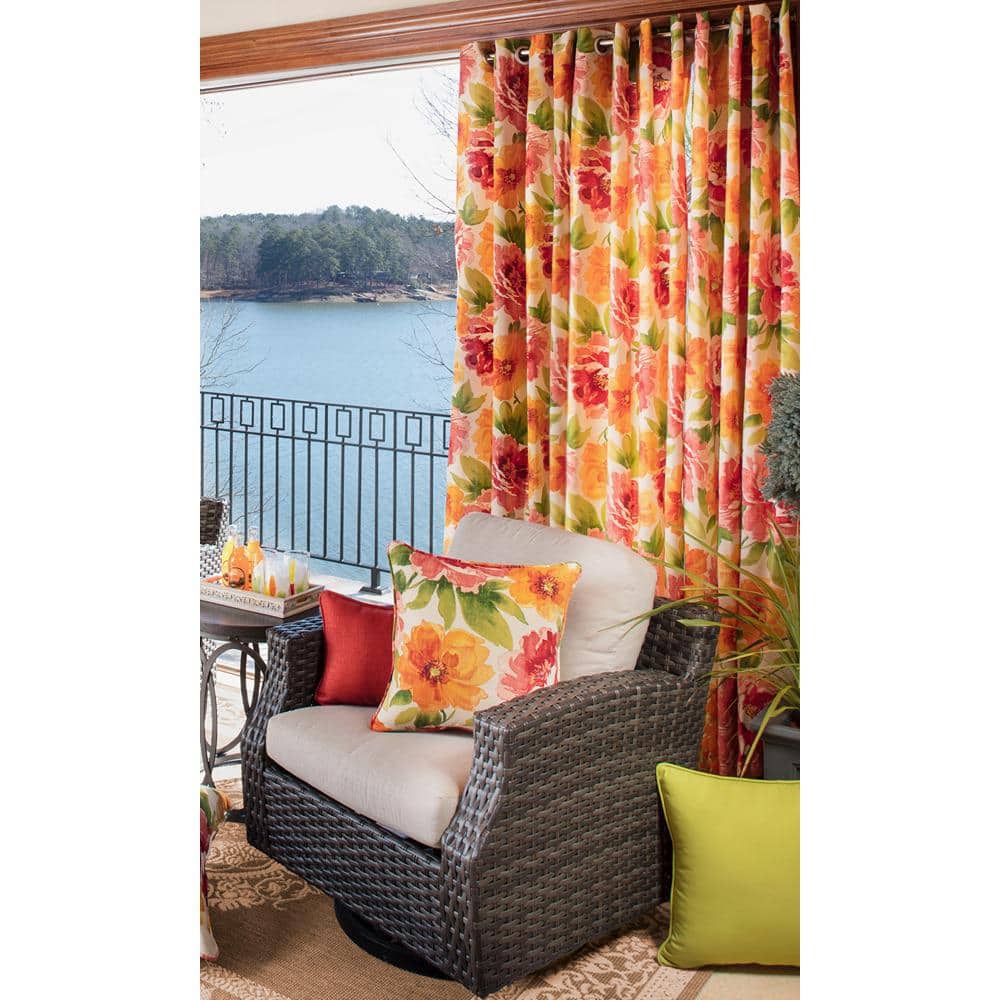Muree Green and Orange Floral Square Floor Pillow