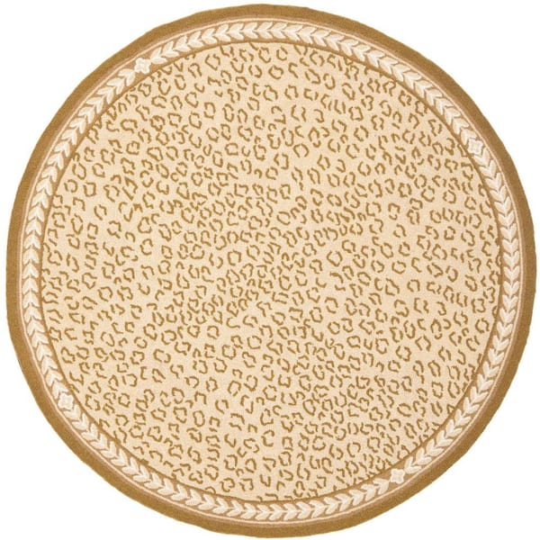 SAFAVIEH Chelsea Ivory 3 ft. x 3 ft. Round Animal Print Area Rug