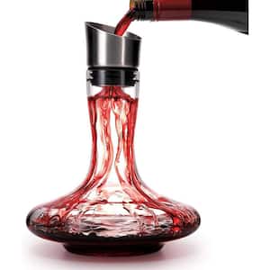 Crystal Clear Glass Wine Decanter 25 oz. Hand-held Aerator, Lead-free Pourer with Red Wine Carafe Accessories