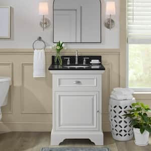 Sadie 25 in. W x 21.5 in. D x 35.35 in. H Single Sink Bath Vanity in Matte Pearl with Black Marquina Quartz Top