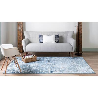 Matrix Trellis Geometric Blue 8 ft. x 10 ft. Area Rug