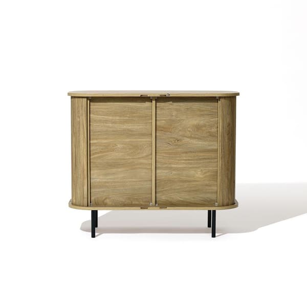 LuxenHome Brown Mid-Century Modern 2-Door Storage Cabinet