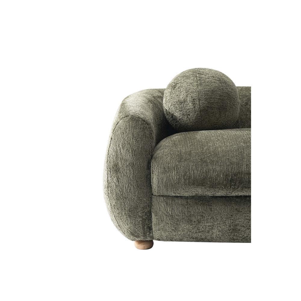 Tribeca Olive Green Chenille Upholstered Sofa with Wood Frame