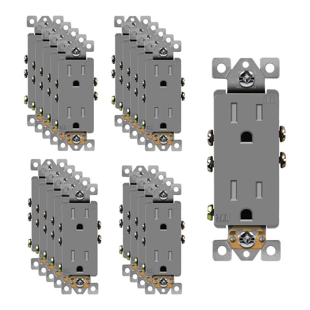 ENERLITES 15 Amp Decorator Duplex Outlet Receptacle, Tamper Resistant
