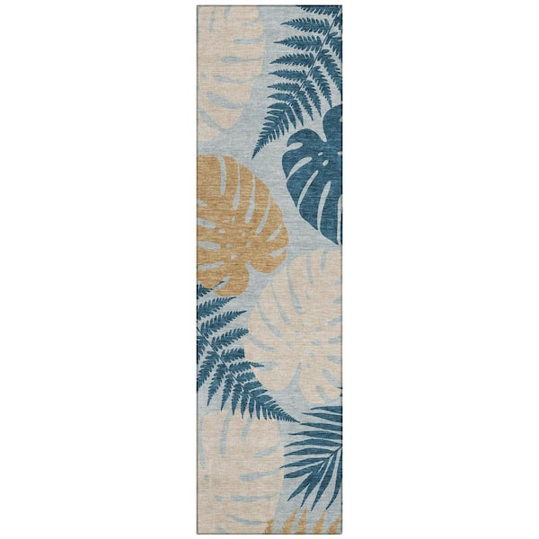 Chantille Machine Washable Indoor/Outdoor Abstract ACN3009 Sky 2 ft. x 7 ft. Runner Rug