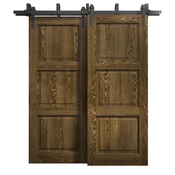 72 in. x 80 in. Marble Oak Color Solid Wood Barn Door Slab With Hardware