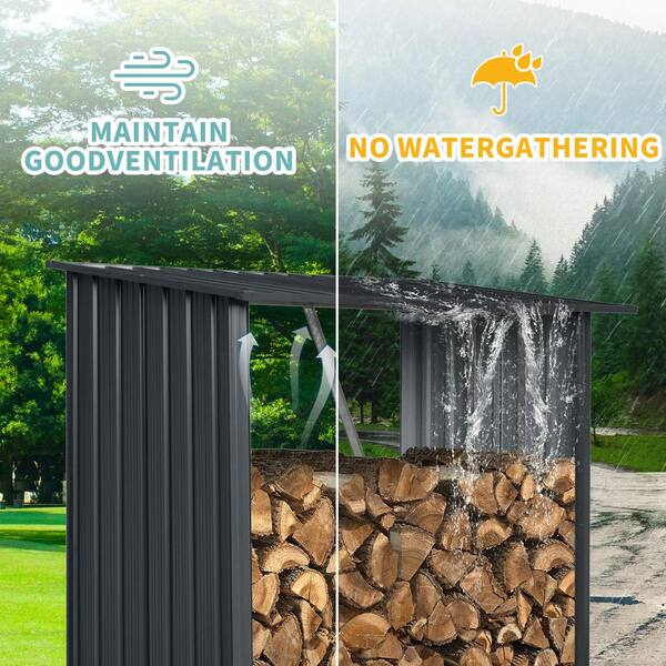 Unbranded - Black 59 in. W Heavy Duty Outdoor Meta Firewood Rack for Firewood and Lumber Storage
