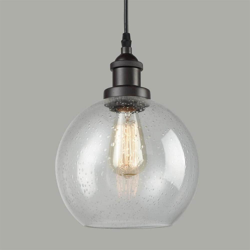 Vintage Bronze Mini Globe Pendant Light with Seeded Glass