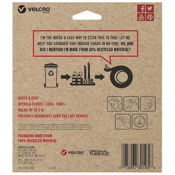 VELCRO 15 ft. x 3/4 in. Sticky Back Tape 90277B - The Home Depot
