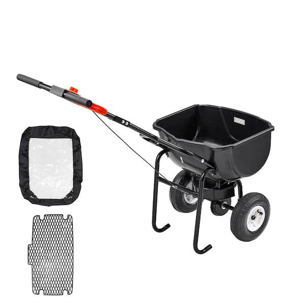 Walk Behind Spreader, 8 in. All Terrain Pneumatic Tires, 60 lbs. Capacity, with Hopper Grate, 0-9.8 ft. Spreading Width