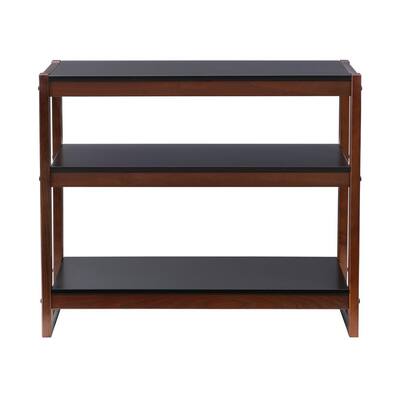 Henry 29.5 in. Black and Walnut Wood 3-Shelf Low Bookcase