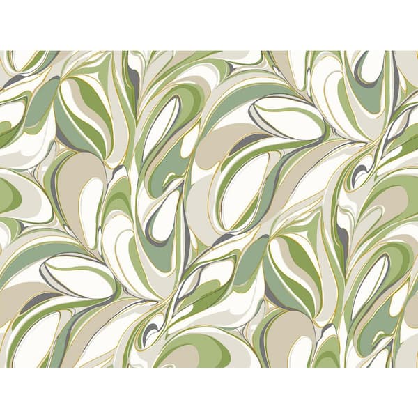Green Achate Grass Non-Pasted Non-Woven Metallic Wallpaper