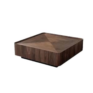 Walnut 35.43 in. Square MDF Top Coffee Table