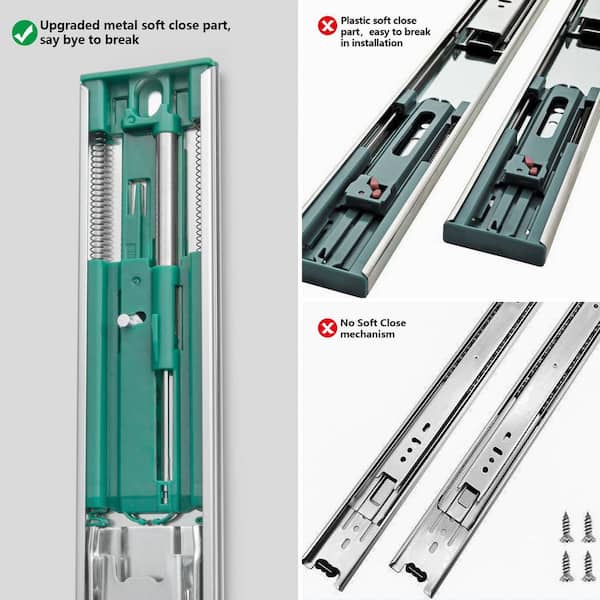 dresser drawer metal slides Numhew 10-Pair 22 in. Soft Close Drawer Slides, Heavy Duty Side Mount Dresser Cabinet Rails, Kitchen Cabinet Drawer Runners