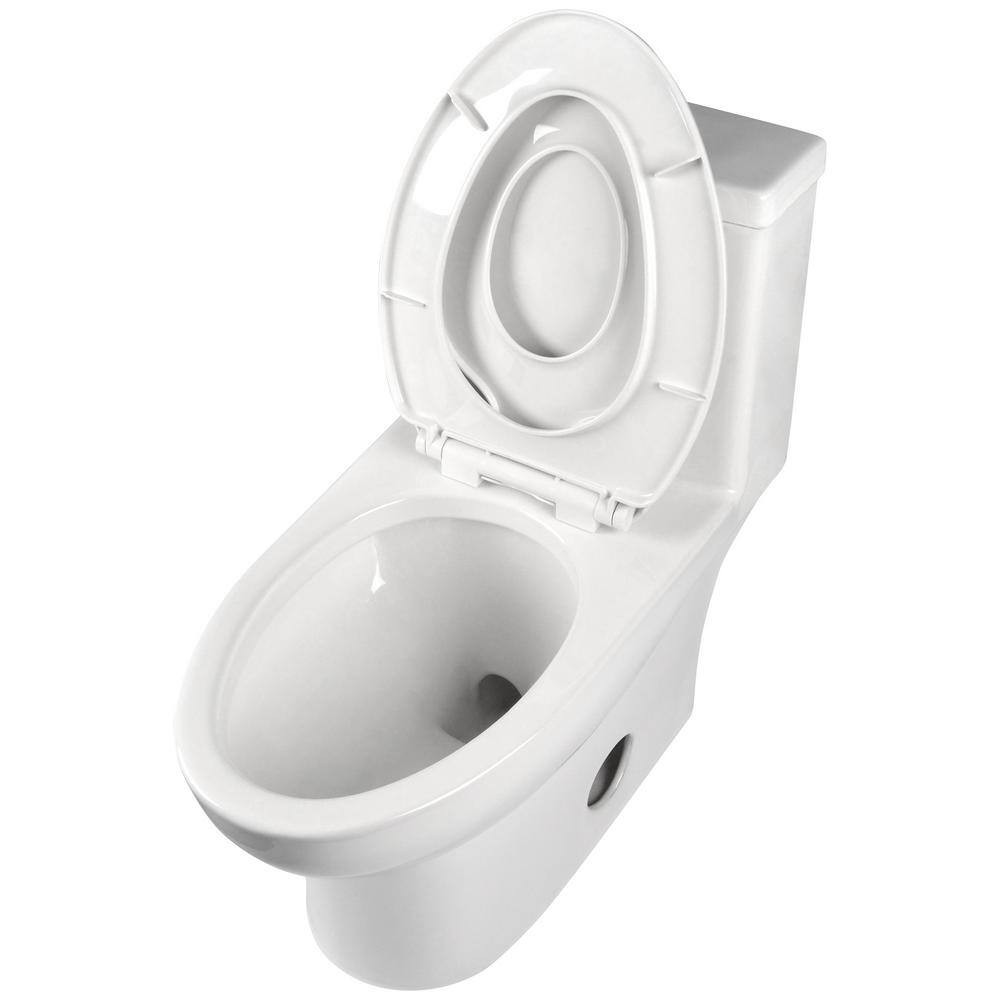 Elongated White Ceramic Dual Flush Macerating Toilet with Potty Training Seat