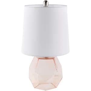 Bimberi 18.5 in. Pink Indoor Table Lamp with White Barrel Shaped Shade