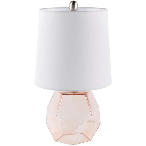 Livabliss Bimberi 18.5 in. Pink Indoor Table Lamp with White Barrel Shaped Shade