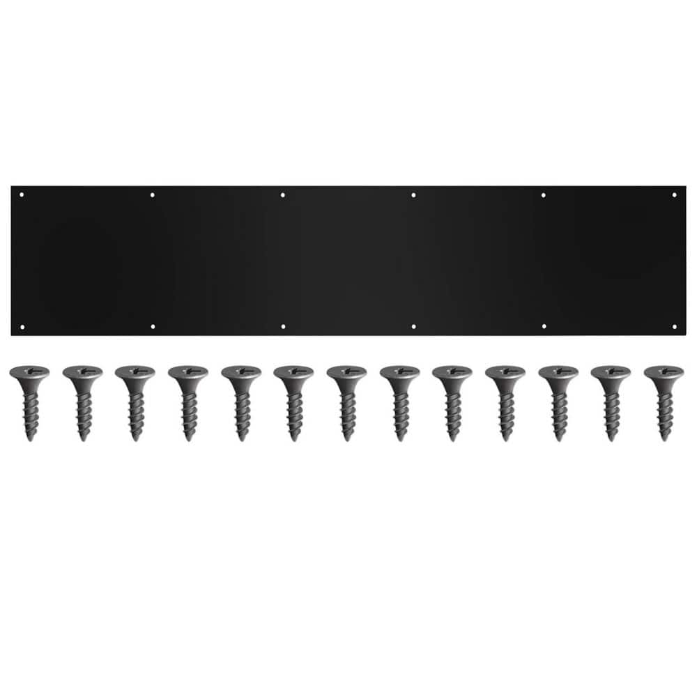 34 in. W x 8 in. H Polished Black Satin Aluminum Door Push Kick Plate with 12 Black Screws for Protection price history on PriceWatchPro