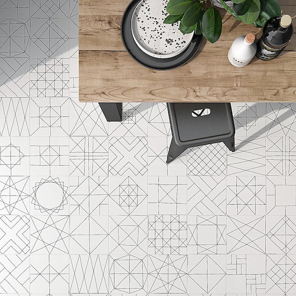 Ivy Hill Tile Infinitum Encaustic Black and White 9 in. x 9 in. Matte  Porcelain Floor and Wall Tile (10.76 sq. ft./Case) EXT3RD105422 - The Home  Depot