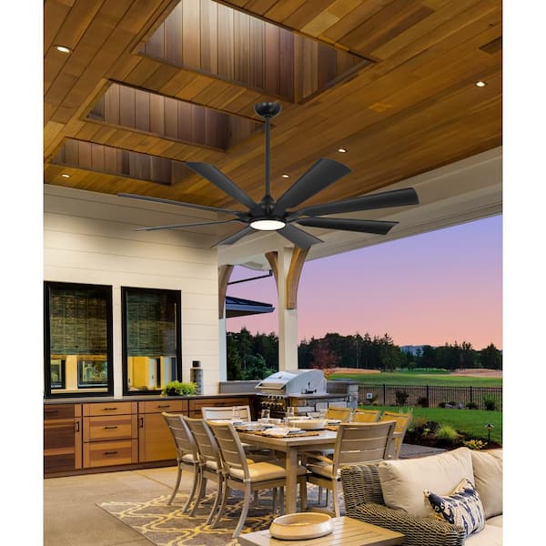 Minka Aire Future 65 In Led Indoor Outdoor Coal Black Ceiling Fan With Remote F756l Cl The