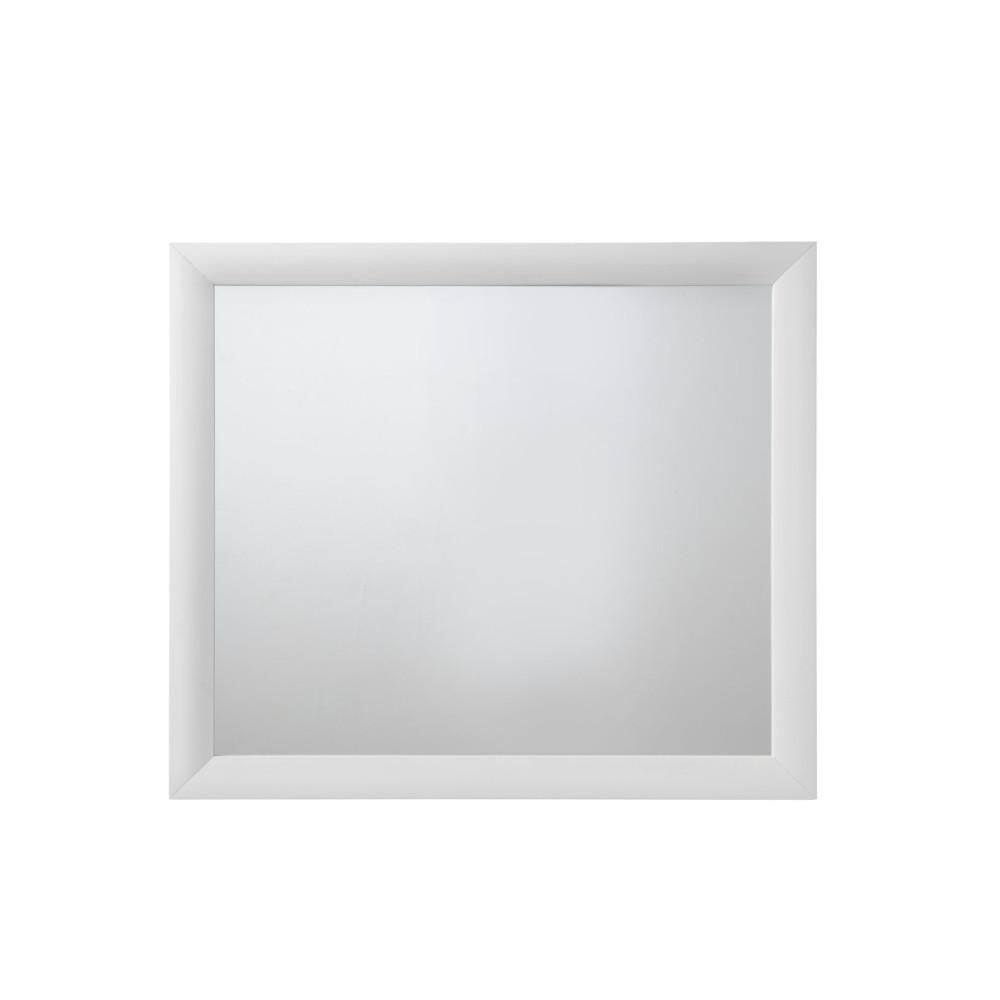 White 39 in. W x 35 in. H Rectangle Wood Frame Mirror HD Anti-Collision Exp