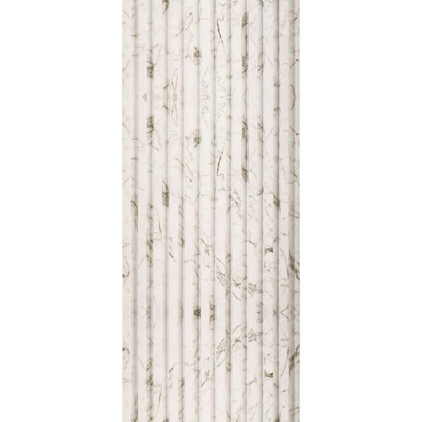 Medium Slats 1/2 in. x 0.79 ft. x 7.88 ft. Gold Calacatta Gold Glue-Up Foam Wood Slat Walls (10-Pack)/62.25 sq. ft.