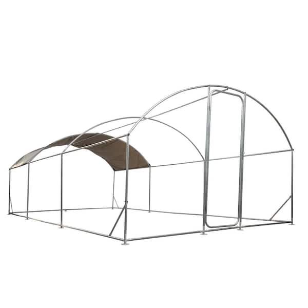 19.7 ft. L x 9.8 ft. W x 6.6 ft. H Large Walk-in Metal Poultry Cage, Waterproof and UV Resistant Hen House Chicken Coop