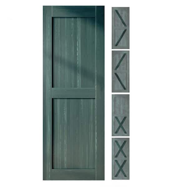 HOMACER 40 in. x 80 in. 5-in-1 Design Royal Pine Solid Natural Pine Wood Panel Interior Sliding Barn Door Slab with Frame