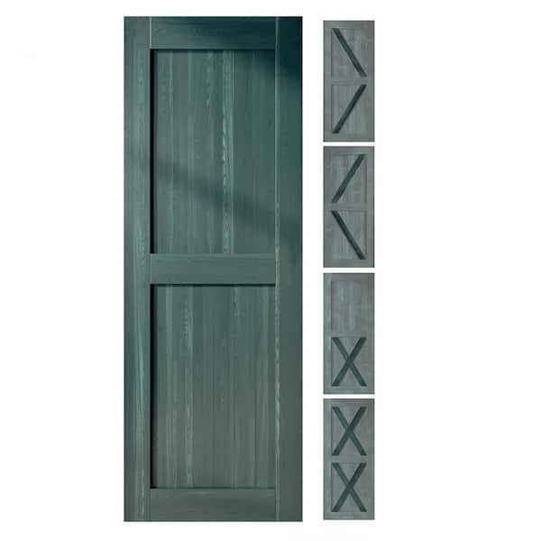 HOMACER 34 in. x 80 in. 5 in. 1 Design Royal Pine Solid Natural Pine Wood Panel Interior Sliding Barn Door Slab Frame