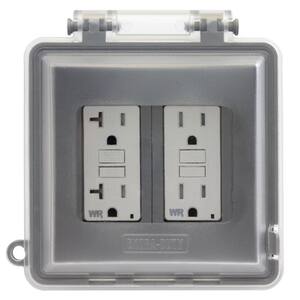 Gray 2-Gang Extra-Duty Non-Metallic While-In-Use Weatherproof Horizontal/Vertical Receptacle Cover
