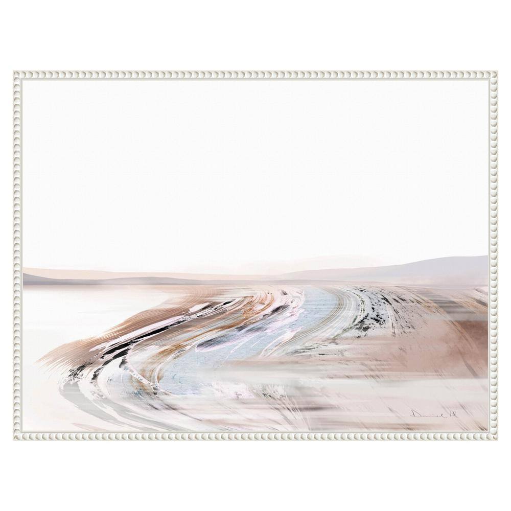 Large White and Beige Abstract Canvas Framed Wall Art