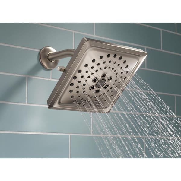 3-Spray Patterns 1.75 GPM 7.63 in. Wall Mount Fixed Shower Head with H2Okinetic in Lumicoat Stainless