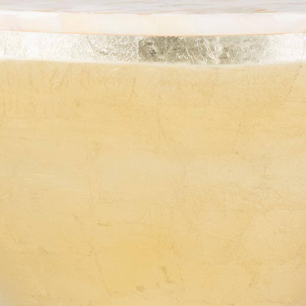Fae Round Gold and White Mosaic Top Side Table
