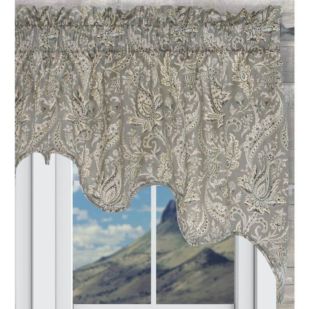 Pewter Paisley Textured Rod Pocket Valance, 100 x 30