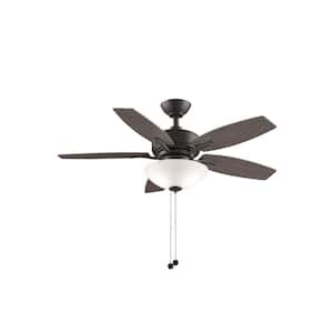 Aire Deluxe 44 in. Matte Greige Ceiling Fan with Weathered Wood Blades and LED Bowl Light Kit