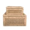 Storied Home Boho Woven Cane And Rattan Display Boxes With Glass Lids ...