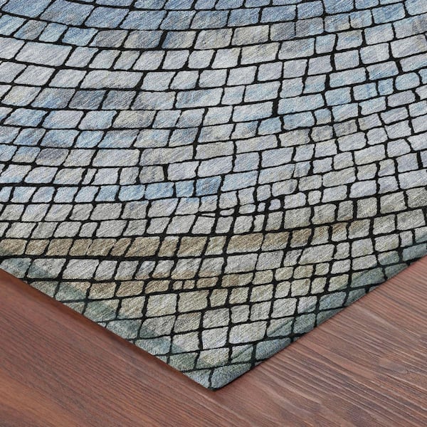 Chantille Machine Washable Indoor/Outdoor Abstract ACN2524 Denim 8 ft. x 10 ft. Area Rug