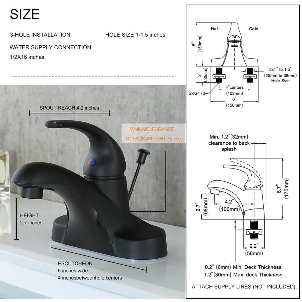 Matte Black Single-Handle Low Arc Bathroom Faucet