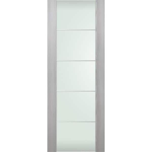 Belldinni Vona 202 4H 24 in. x 96 in. No Bore Full Lite Frosted Glass Ribeira Ash Composite Wood Interior Door Slab