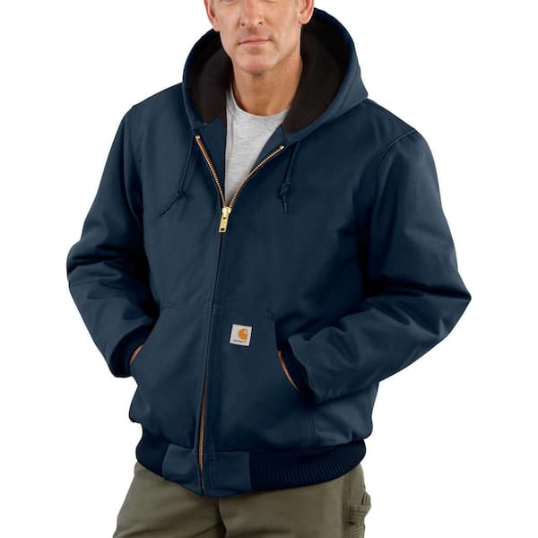 Carhartt Men'S Large Tall Dark Navy Cotton Quilted Flannel Lined Duck Active Jacket