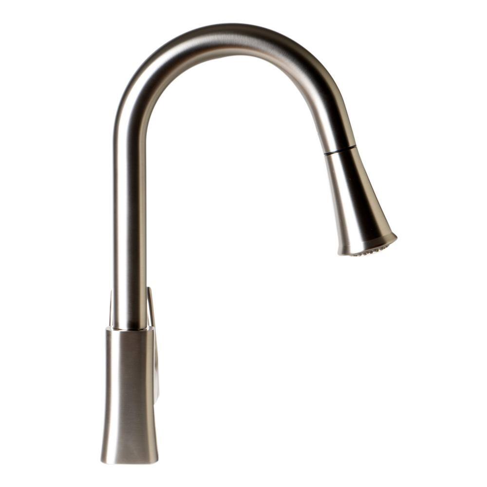 Brushed Nickel Gooseneck Pull Down Kitchen Faucet with Spray
